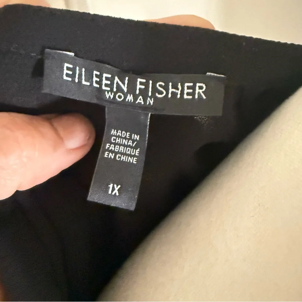 EILEEN FISHER 1X 100% silk ladies black long sleeve cocktail dress great cond - Picture 6 of 9